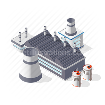 industrial, factory, chimney, building